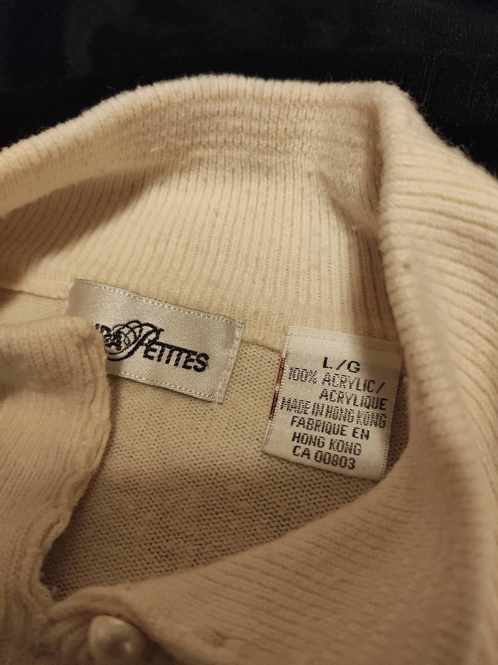 Women's Cream Cable-Detail Mock Neck Sweater with Pearl Accent - Picture 2 of 3